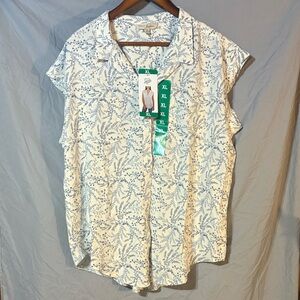 JACHS Girlfriend Blue and White Blouse